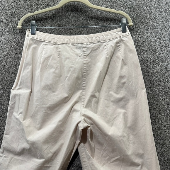 LL Bean Cropped Trouser Pants Women 12 Beige Side Zip Straight Leg - Picture 5 of 14